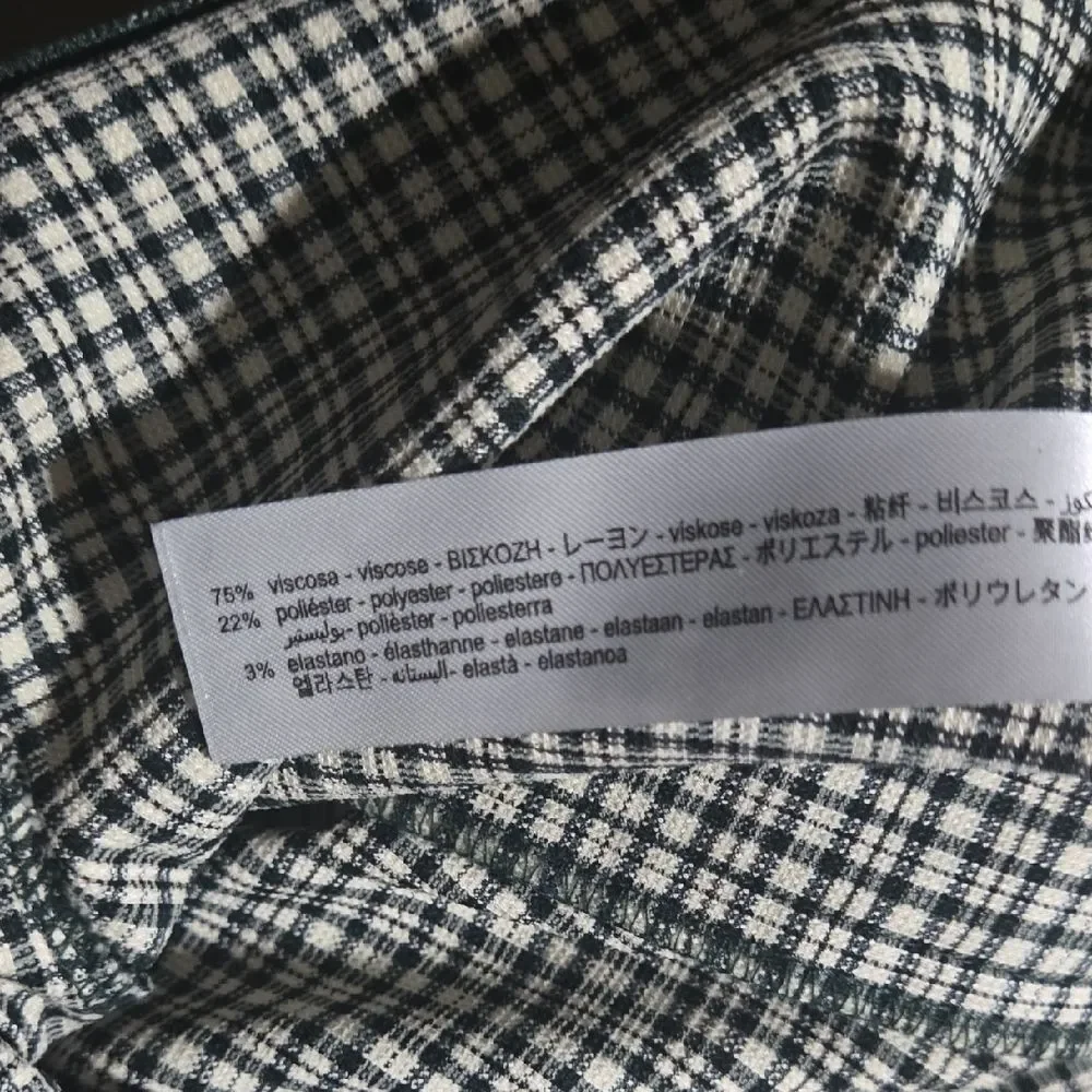 Zara Dark Green and Cream Checkered/Plaid Cropped Pants - Picture 15 of 15